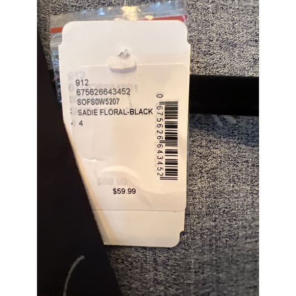 Saks Fifth Avenue SZ 4 Long Black Floral Dress W Waist Clincher Ties Work Church - Picture 3 of 10